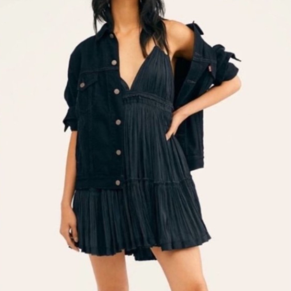 Free People 100 Degrees Of Shine Black Mini Dress - Picture 4 of 11